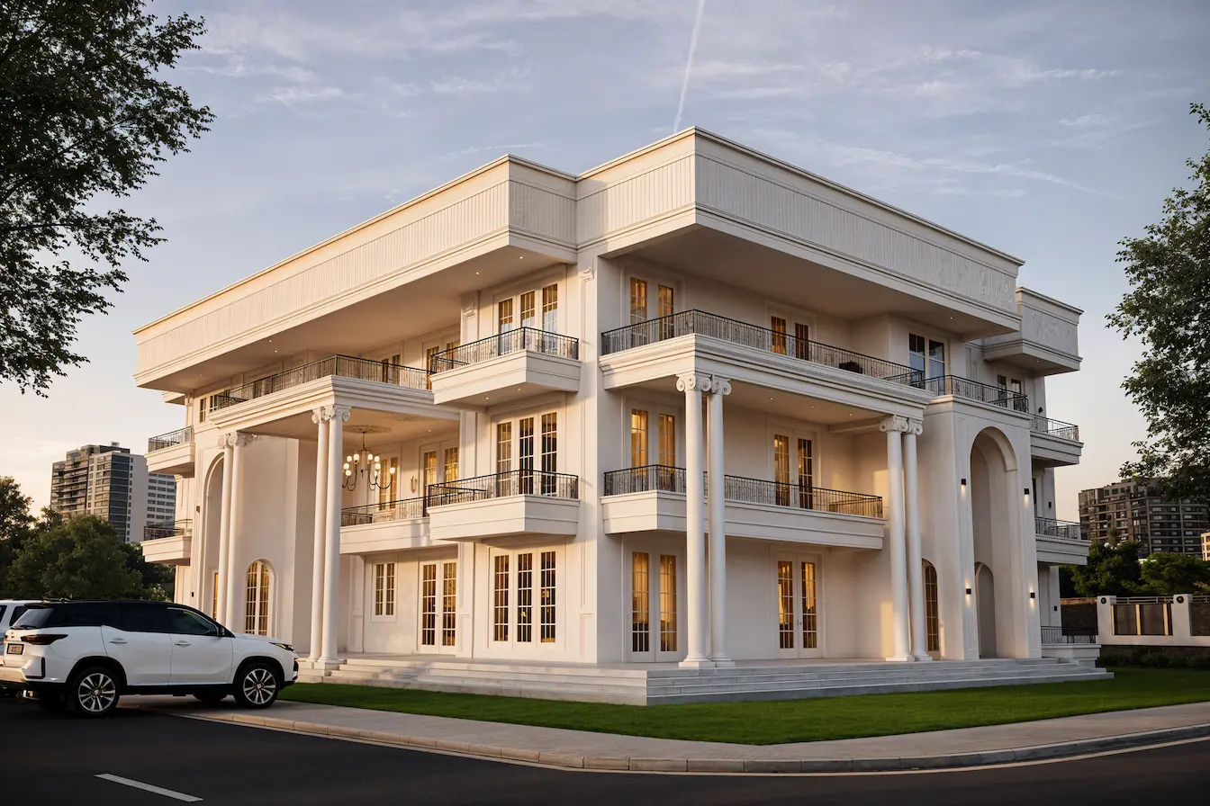 Neo Classical Villa Side Elevation — Greater Noida